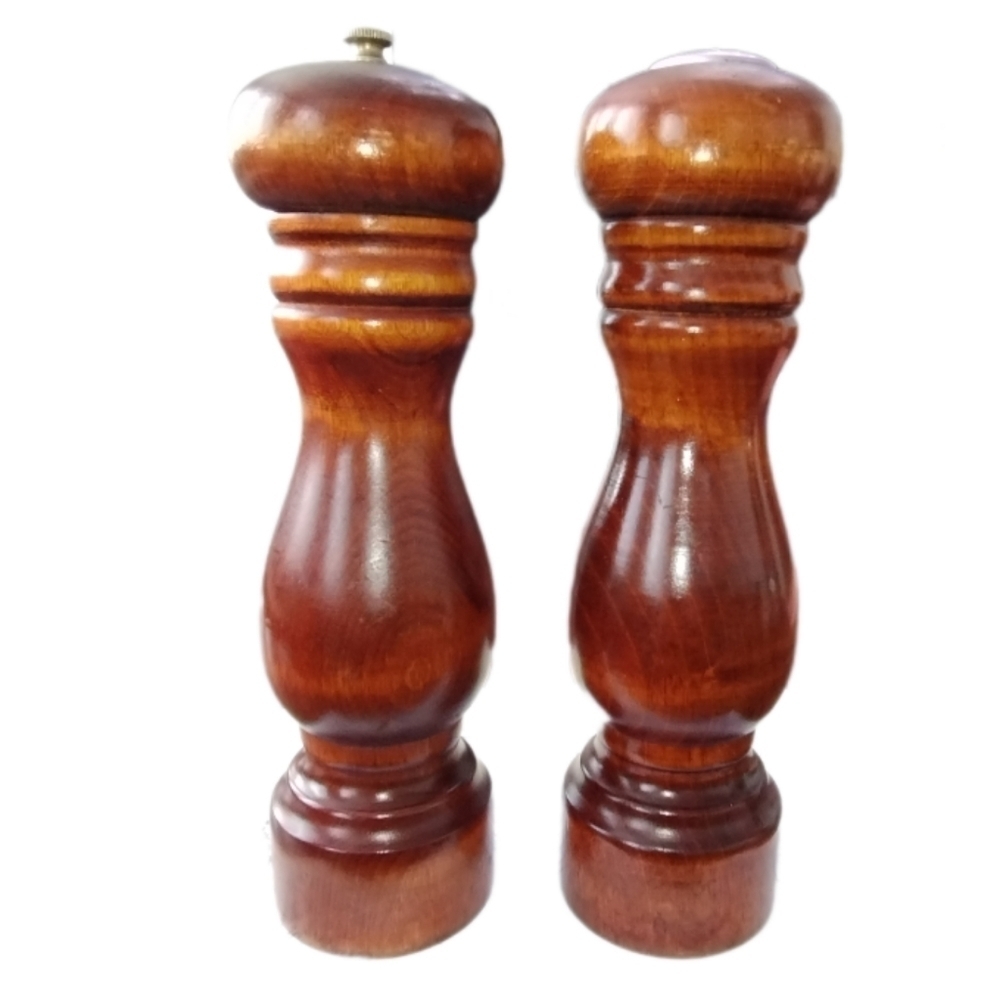 Vintage Baribocraft Canada Maple Salt Shaker Pepper Mill 9" MCM Set - Picture 2 of 7